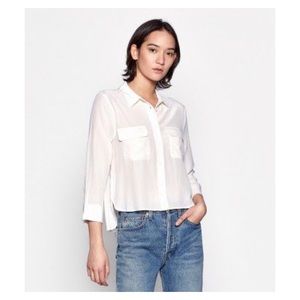 Equipment Cropped 3/4 Sleeve Signature Silk Shirt